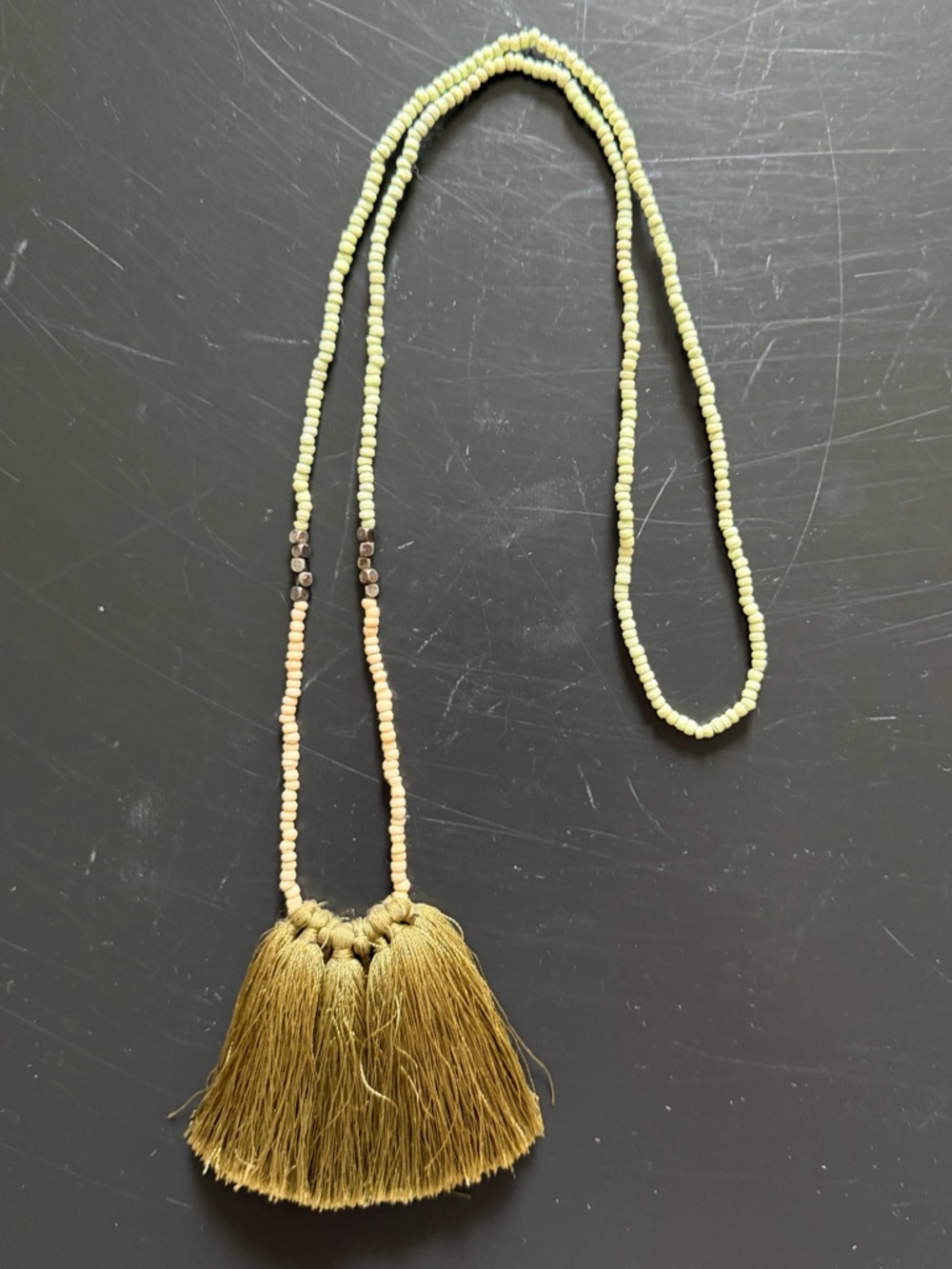 🌿 Noonday Collection Green/Cream/Sage/Bronze Fray Necklace